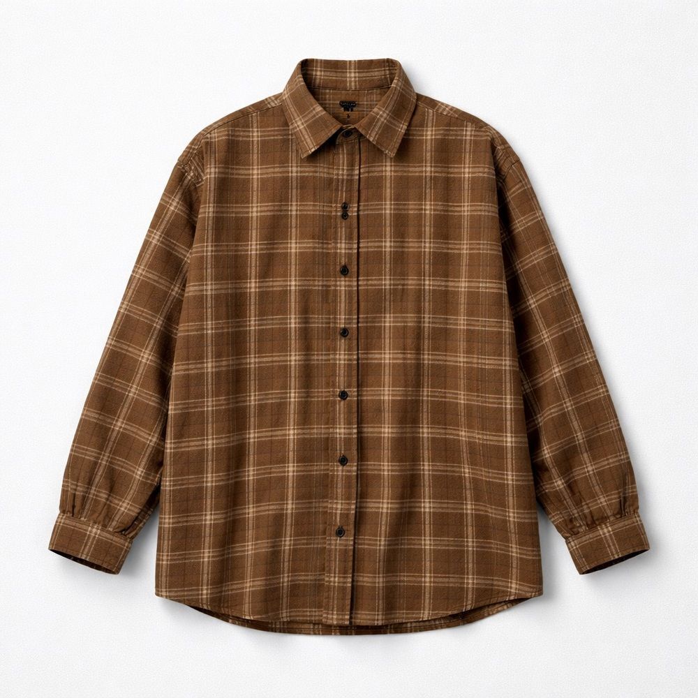 Hotouch Brown Plaid Button front flannel shirt NWT size medium